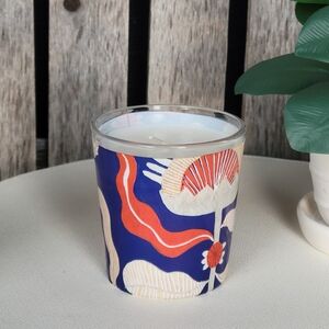 Illume Sleeved Glass Candle Rainy Walk Blue & Red Abstract Art by Meenal Patal